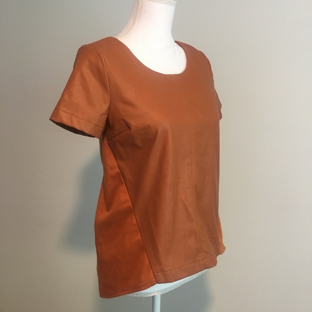 Anthropologie Sunday in Brooklyn faux leather top